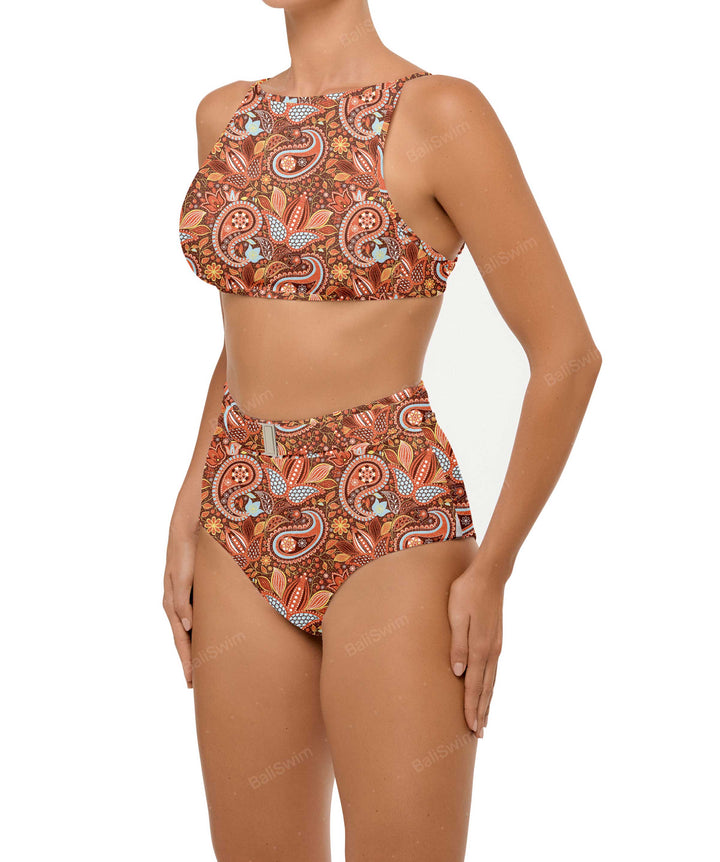 BSWS-B98 Belted High Rise Bikini Bottom