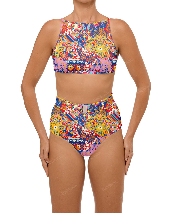 BSWS-B98 Belted High Rise Bikini Bottom