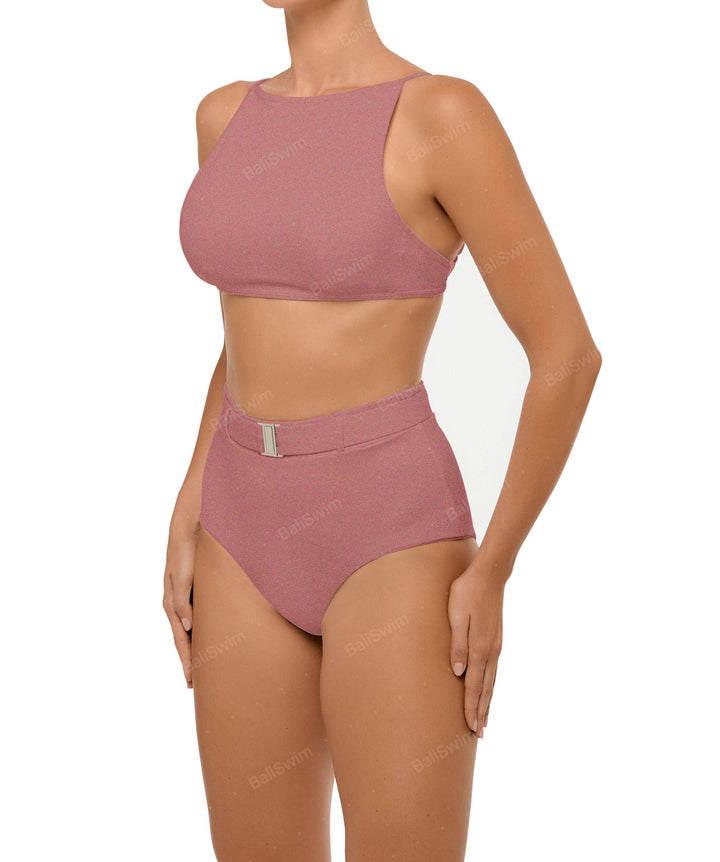BSWS-B98 Belted High Rise Bikini Bottom