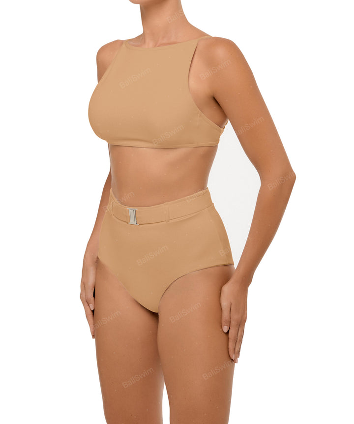 BSWS-B98 Belted High Rise Bikini Bottom