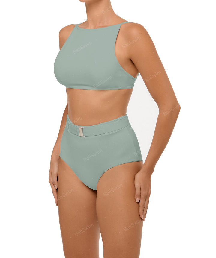 BSWS-B98 Belted High Rise Bikini Bottom