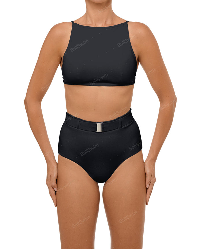 BSWS-B98 Belted High Rise Bikini Bottom