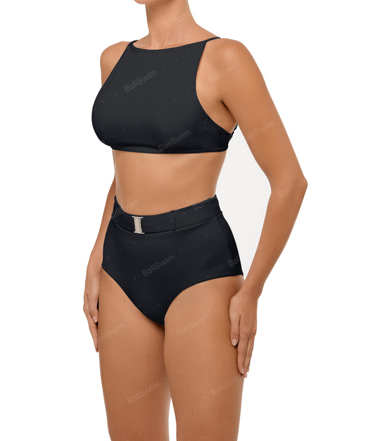 BSWS-B98 Belted High Rise Bikini Bottom