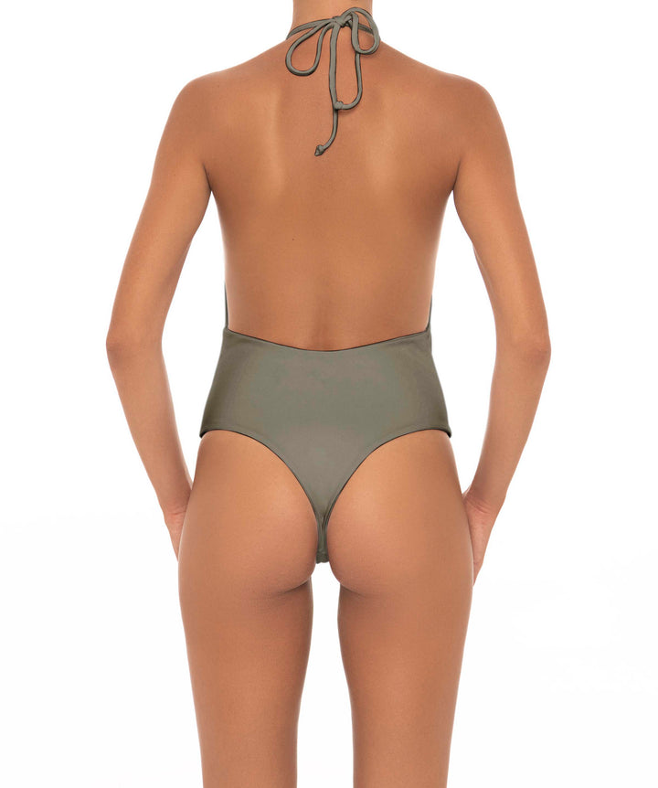 BSWS-S13 Plunge Neck Halter One Piece