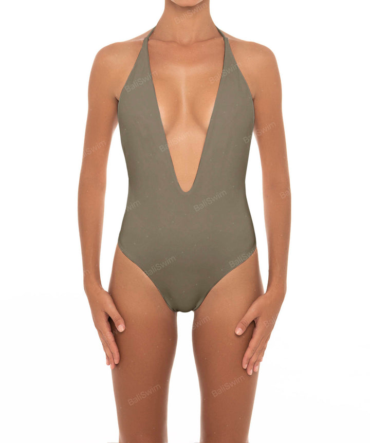 BSWS-S13 Plunge Neck Halter One Piece