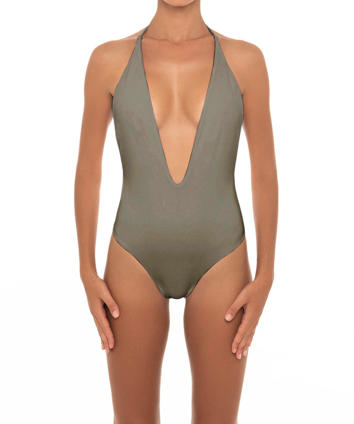 BSWS-S13 Plunge Neck Halter One Piece