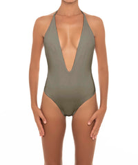 BSWS-S13 Plunge Neck Halter One Piece