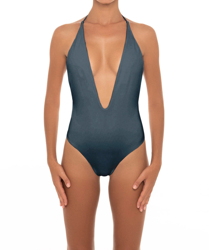 BSWS-S13 Plunge Neck Halter One Piece