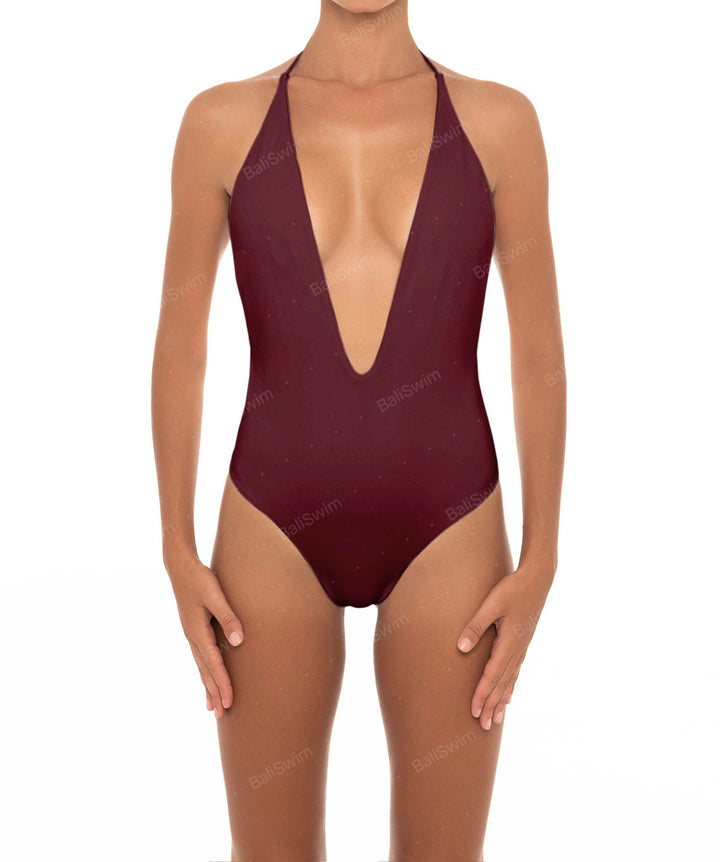 BSWS-S13 Plunge Neck Halter One Piece