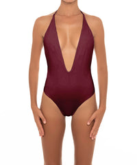 BSWS-S13 Plunge Neck Halter One Piece