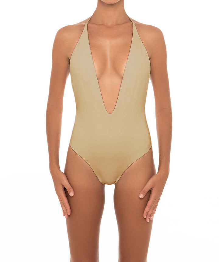 BSWS-S13 Plunge Neck Halter One Piece