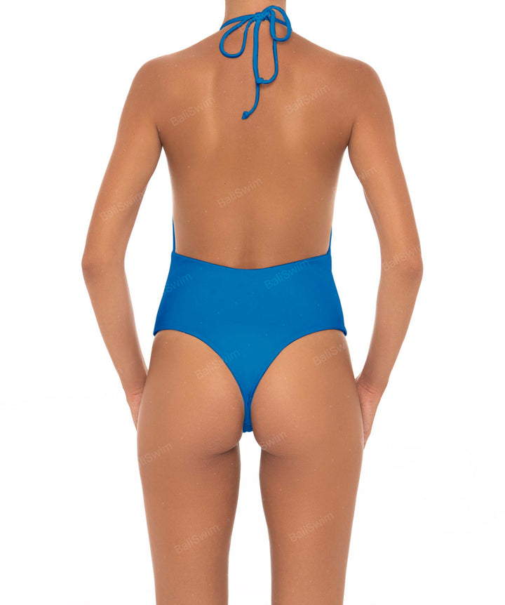 BSWS-S13 Plunge Neck Halter One Piece