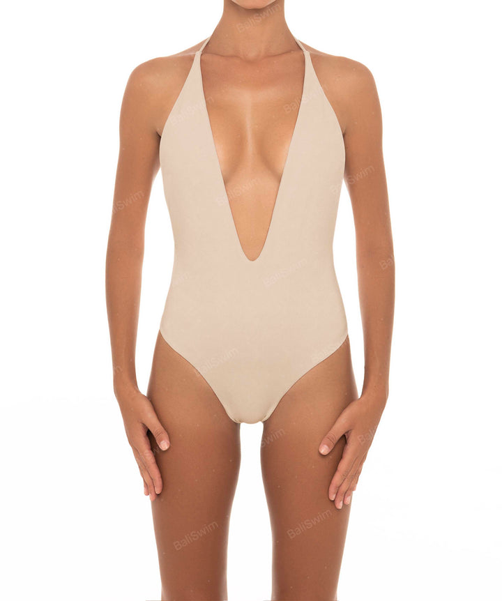 BSWS-S13 Plunge Neck Halter One Piece