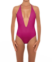 BSWS-S13 Plunge Neck Halter One Piece