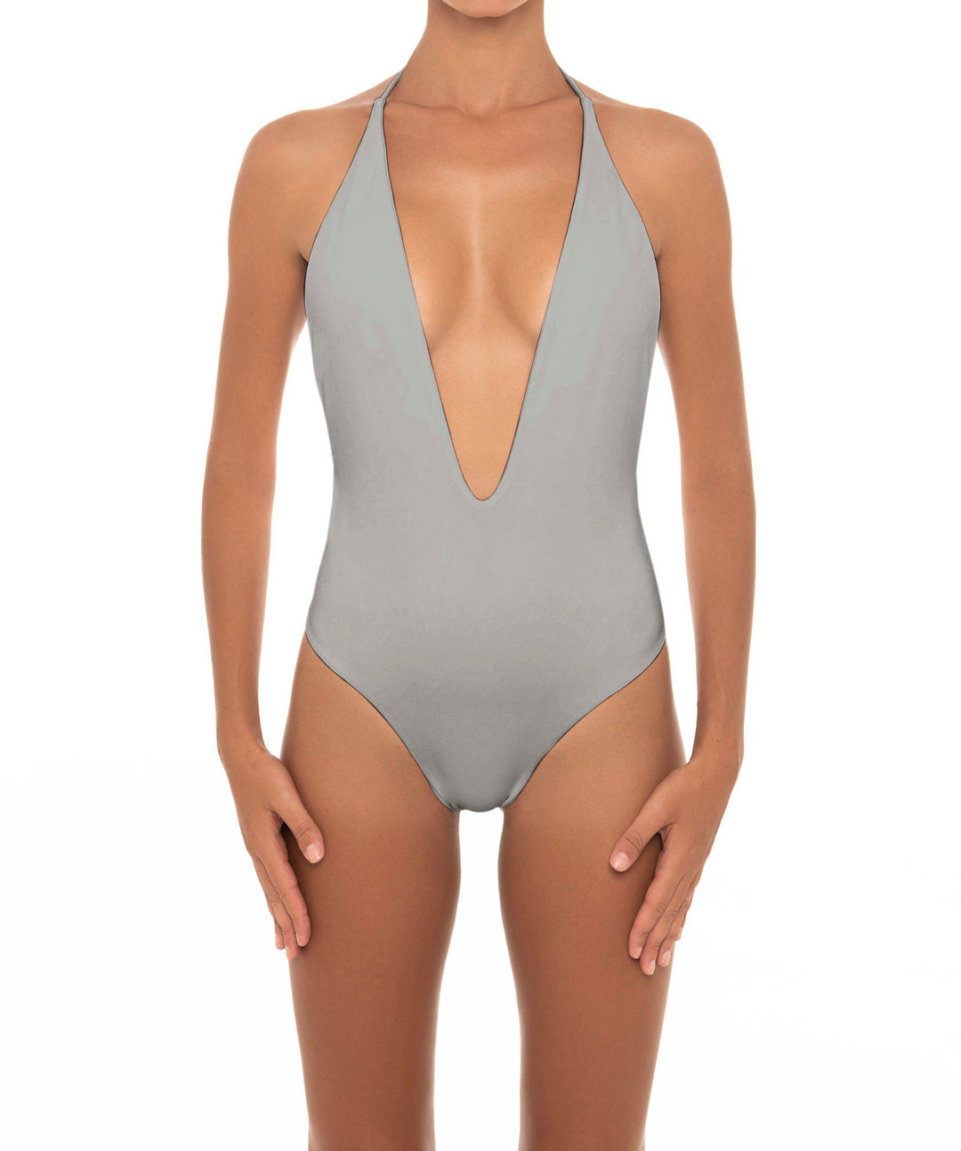 BSWS-S13 Plunge Neck Halter One Piece