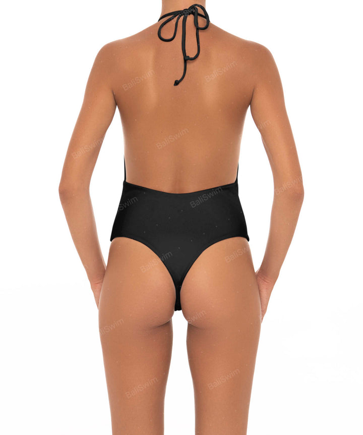 BSWS-S13 Plunge Neck Halter One Piece