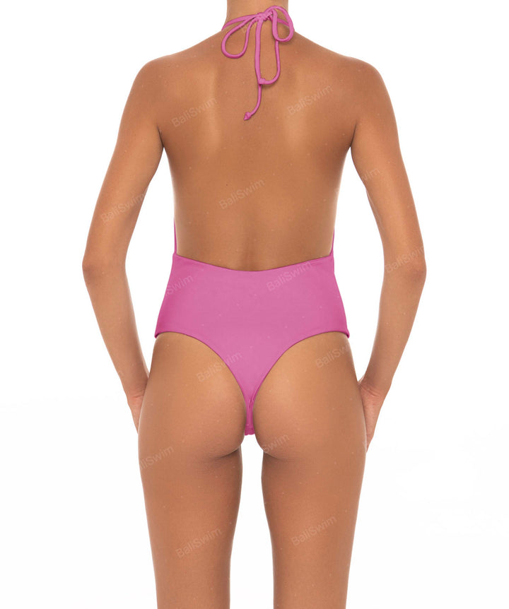 BSWS-S13 Plunge Neck Halter One Piece