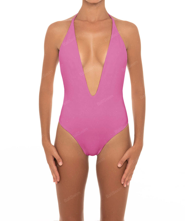 BSWS-S13 Plunge Neck Halter One Piece