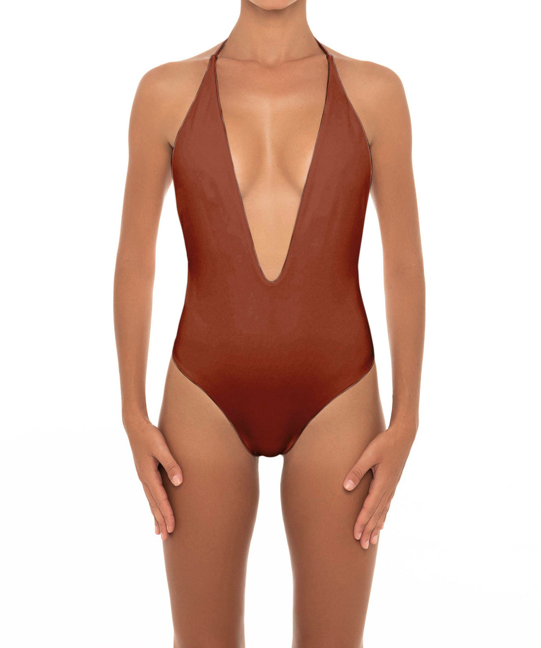BSWS-S13 Plunge Neck Halter One Piece
