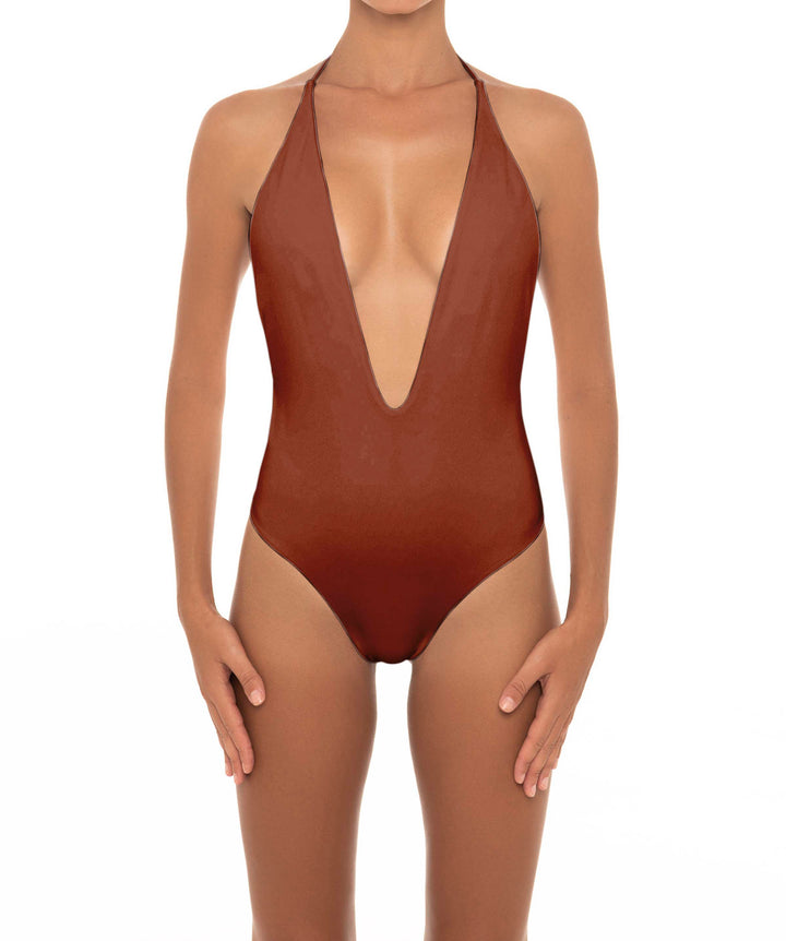 BSWS-S13 Plunge Neck Halter One Piece
