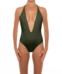 BSWS-S13 Plunge Neck Halter One Piece