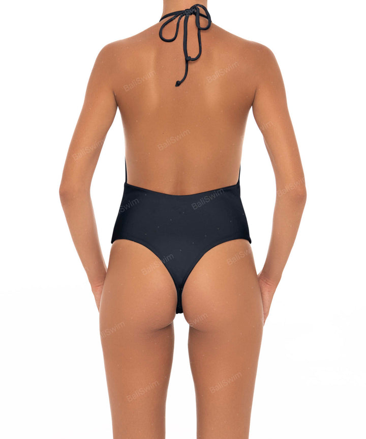 BSWS-S13 Plunge Neck Halter One Piece