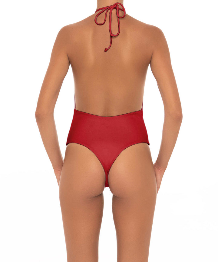 BSWS-S13 Plunge Neck Halter One Piece