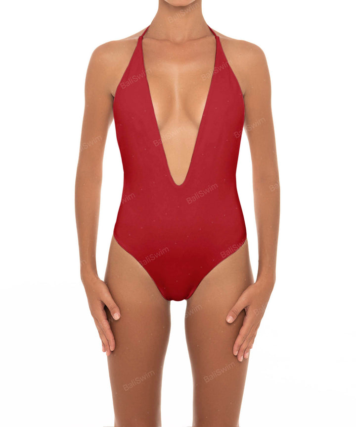 BSWS-S13 Plunge Neck Halter One Piece