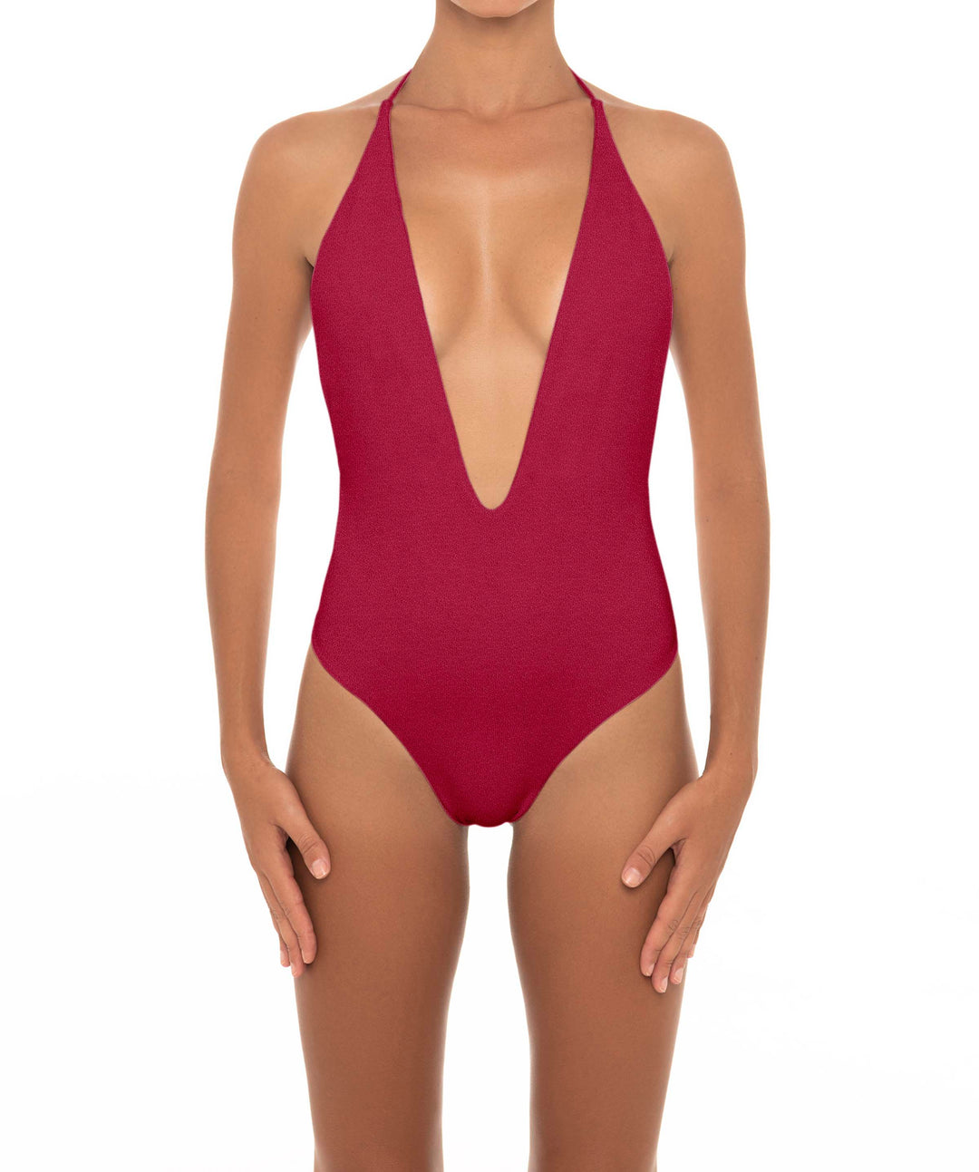 BSWS-S13 Plunge Neck Halter One Piece