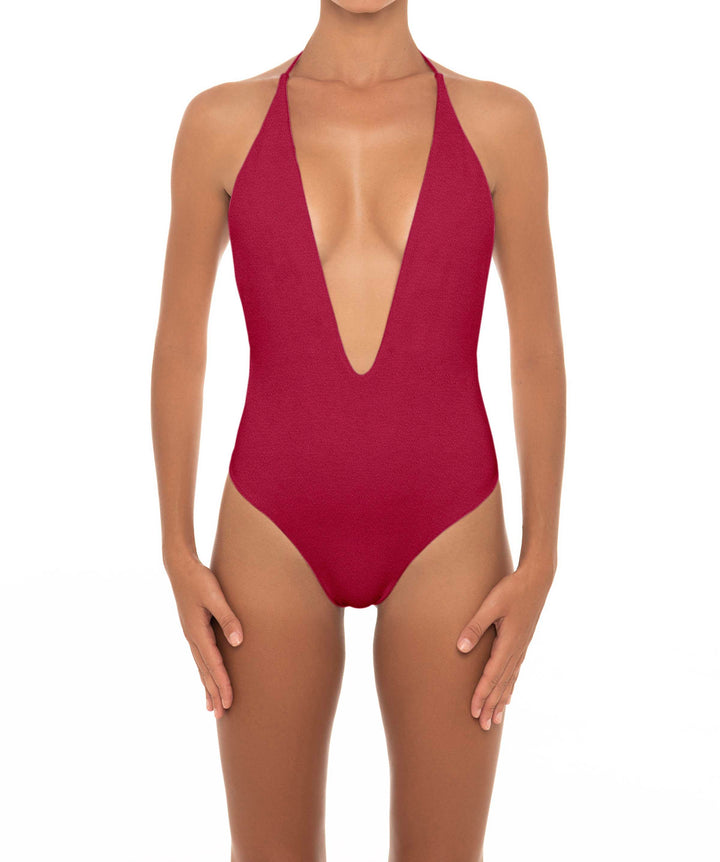 BSWS-S13 Plunge Neck Halter One Piece