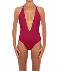 BSWS-S13 Plunge Neck Halter One Piece