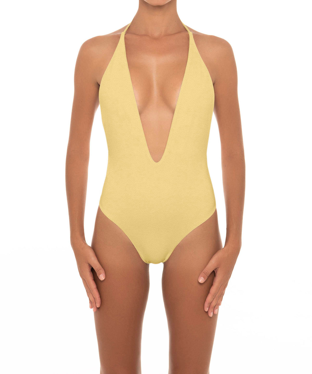 BSWS-S13 Plunge Neck Halter One Piece