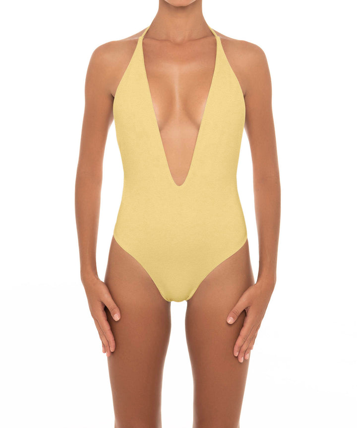 BSWS-S13 Plunge Neck Halter One Piece