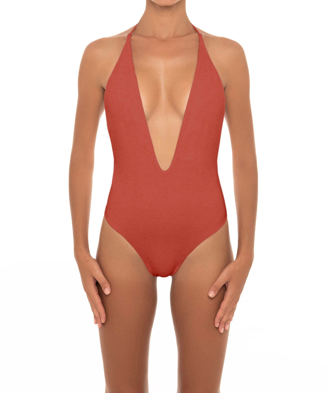 BSWS-S13 Plunge Neck Halter One Piece