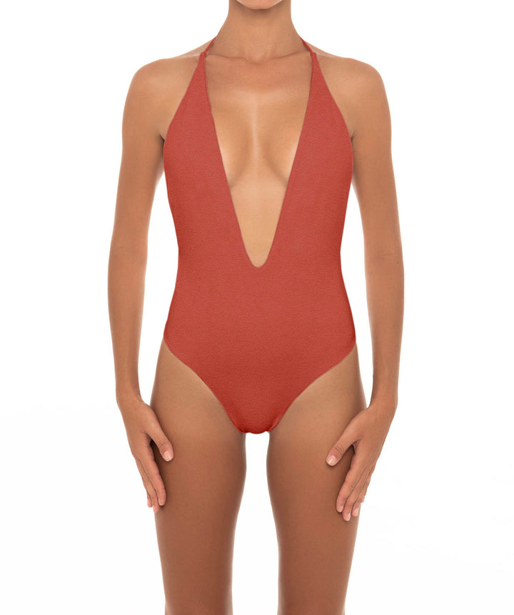 BSWS-S13 Plunge Neck Halter One Piece