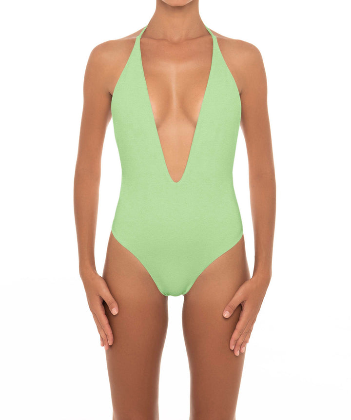 BSWS-S13 Plunge Neck Halter One Piece