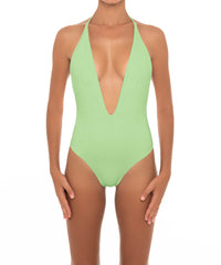 BSWS-S13 Plunge Neck Halter One Piece