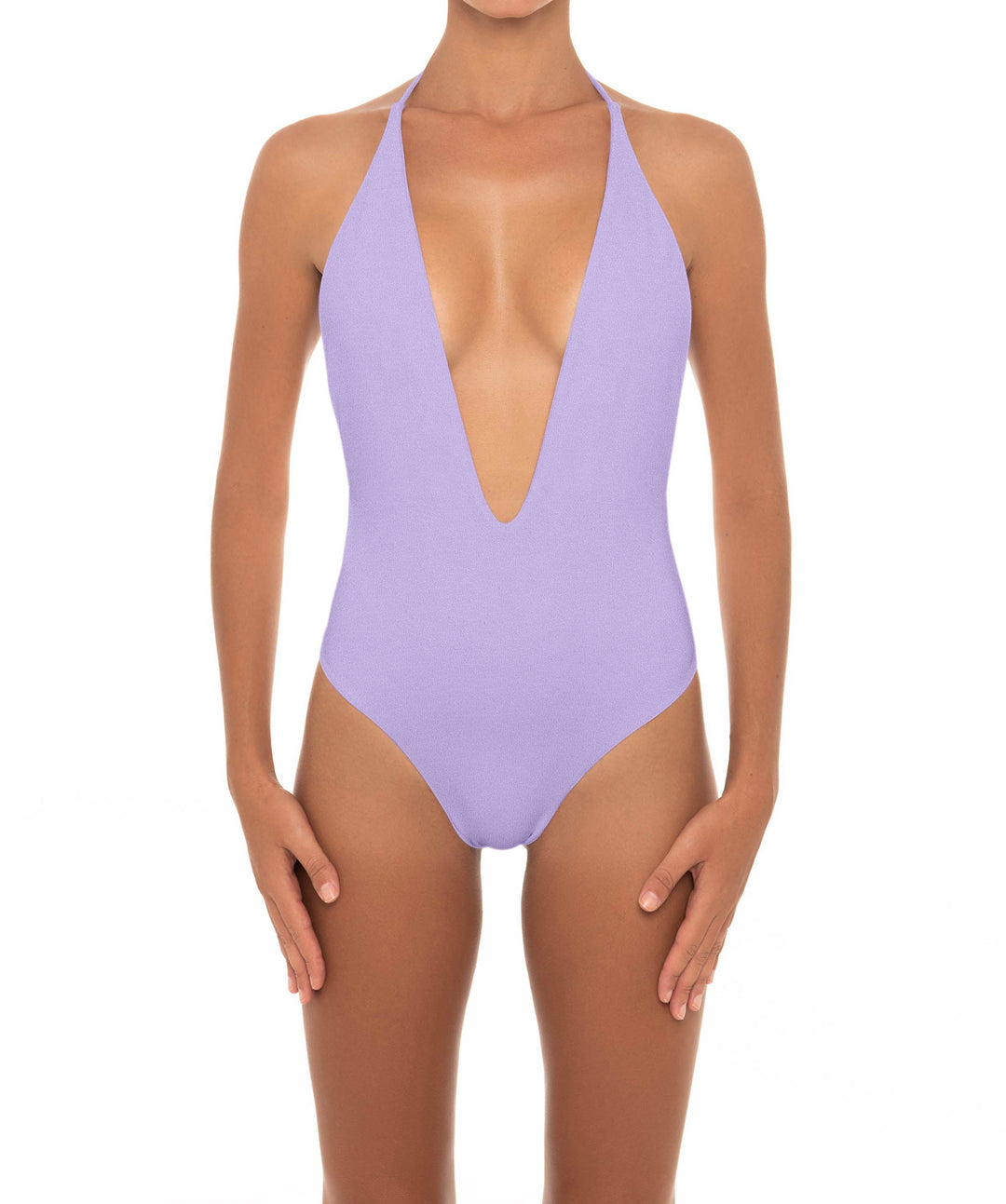 BSWS-S13 Plunge Neck Halter One Piece