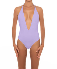 BSWS-S13 Plunge Neck Halter One Piece