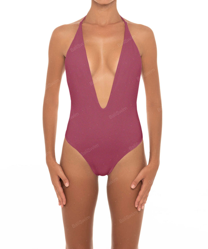 BSWS-S13 Plunge Neck Halter One Piece