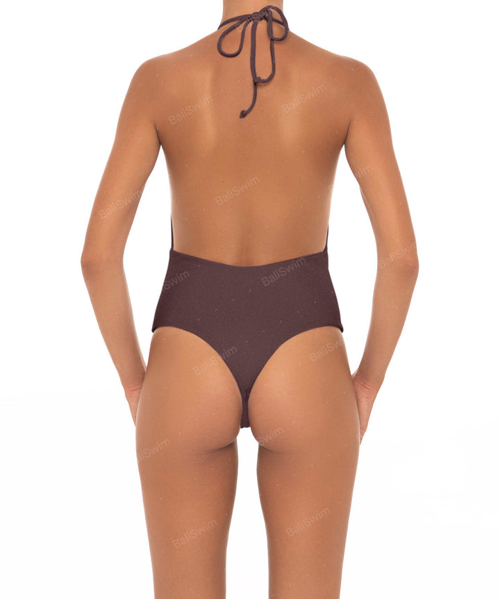 BSWS-S13 Plunge Neck Halter One Piece