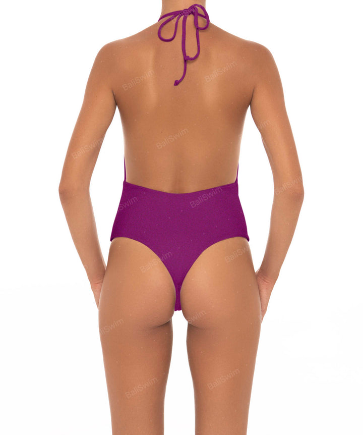 BSWS-S13 Plunge Neck Halter One Piece