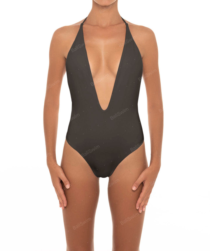BSWS-S13 Plunge Neck Halter One Piece