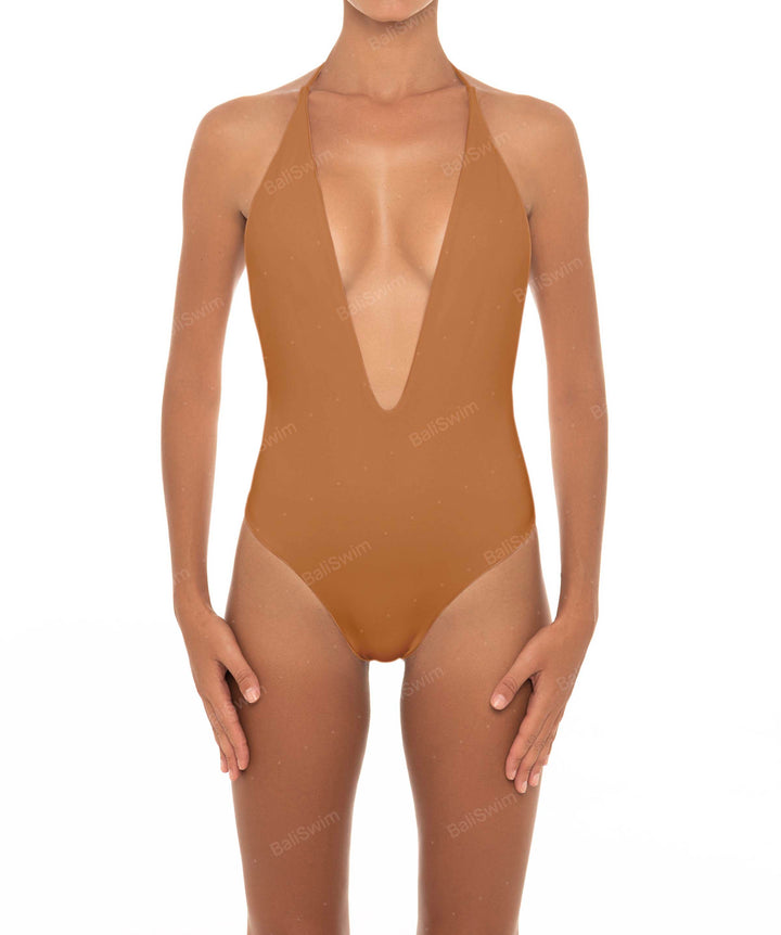 BSWS-S13 Plunge Neck Halter One Piece