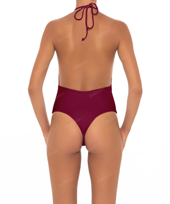 BSWS-S13 Plunge Neck Halter One Piece
