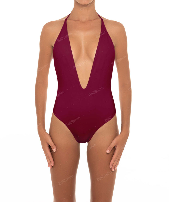 BSWS-S13 Plunge Neck Halter One Piece