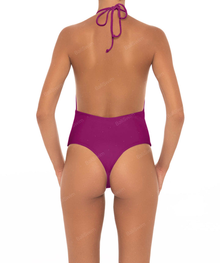 BSWS-S13 Plunge Neck Halter One Piece