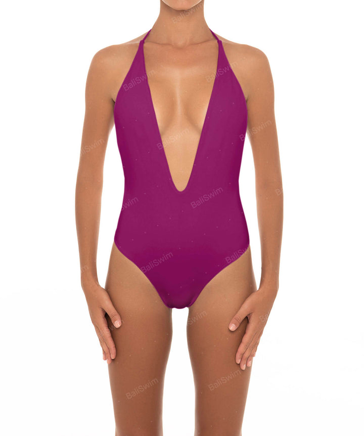 BSWS-S13 Plunge Neck Halter One Piece