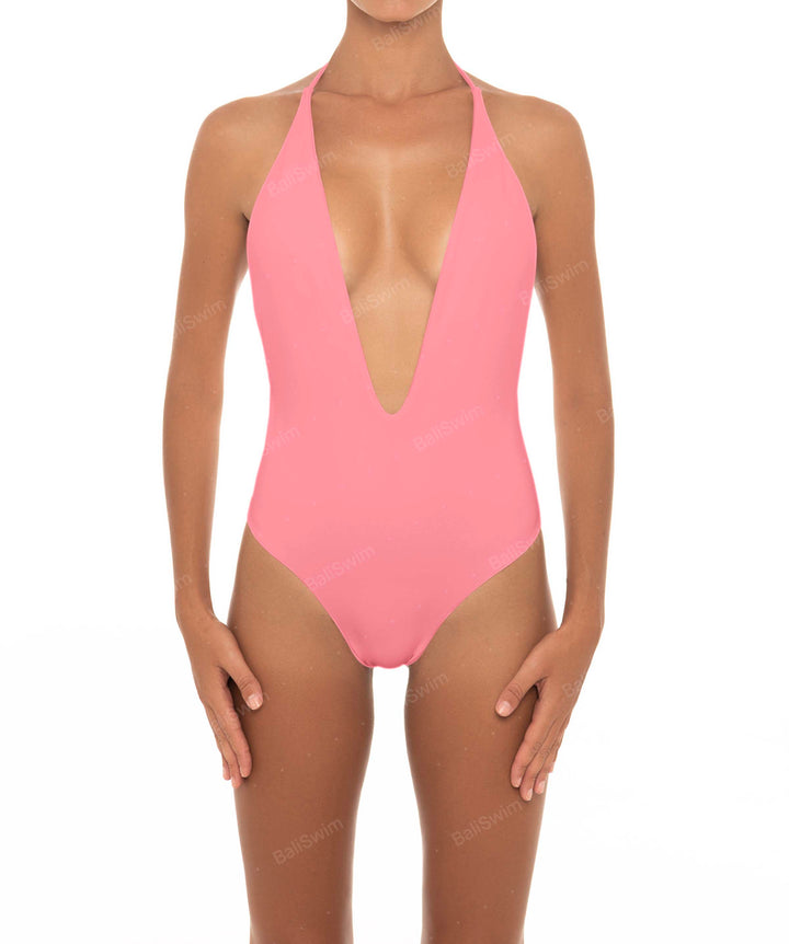 BSWS-S13 Plunge Neck Halter One Piece