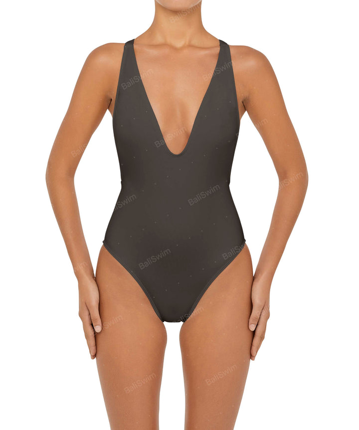 BSWS-S54 Plunge Neck Criss Cross One Piece